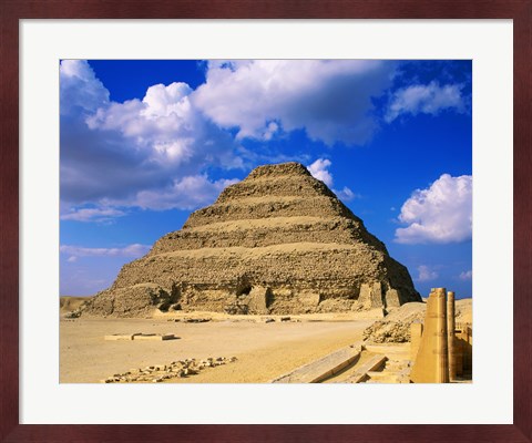 Framed Step Pyramid of Zoser, Saqqara, Egypt Print