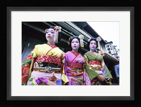 Framed Three geishas, Kyoto, Japan Print