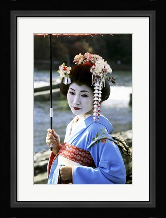 Framed Geisha looking sideways, Kyoto, Japan Print