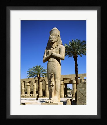 Framed Ramses II Statue, Temples Of Karnak, Luxor, Egypt Print