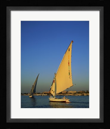 Framed Sailboats sailing in a river, Nile River, Luxor, Egypt Print