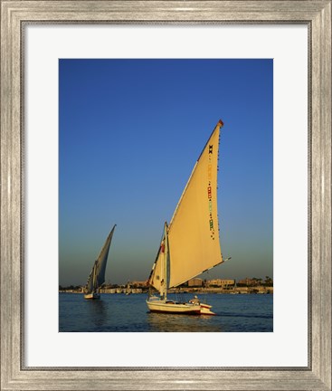 Framed Sailboats sailing in a river, Nile River, Luxor, Egypt Print