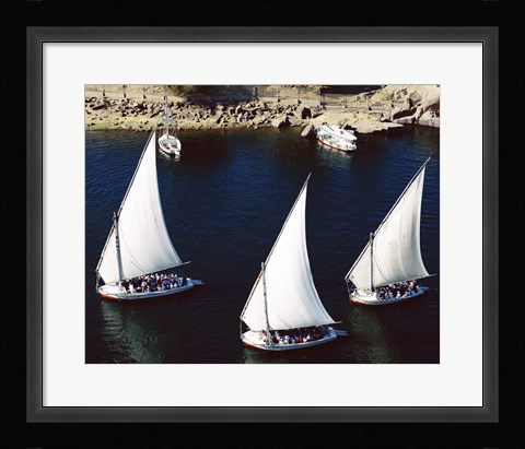 Framed Sailboats in a river, Nile River, Aswan, Egypt Print