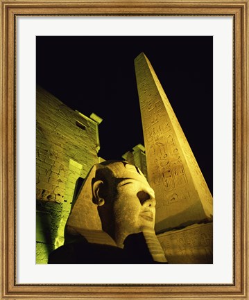 Framed Statue at night, Temple of Luxor, Luxor, Egypt Print
