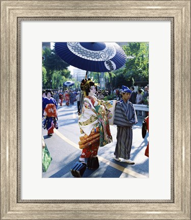 Framed Geisha Parade, Asakusa, Tokyo, Japan Print