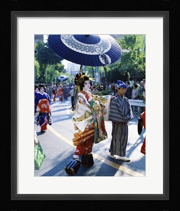 Framed Geisha Parade, Asakusa, Tokyo, Japan Print