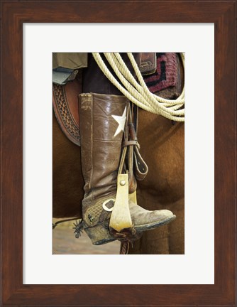 Framed Cowboy riding a horse Print