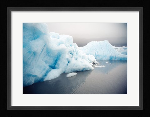 Framed Icebergs floating on water, Columbia Glacier, Prince William Sound, Alaska, USA Print