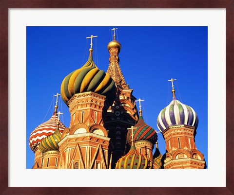 Framed High section view of a cathedral, St. Basil&#39;s Cathedral, Moscow, Russia Print
