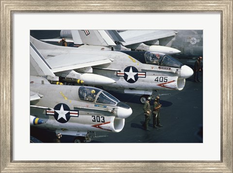 Framed U.S. Navy, Vought A-7 Crusader, Jet Fighters Print