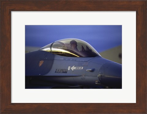 Framed General Dynamics F-16 Falcon Jet Fighter Closeup Print