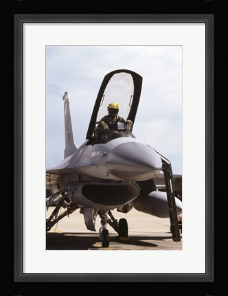 Framed U.S. Air Force  F-16 Falcon Jet Fighter Print