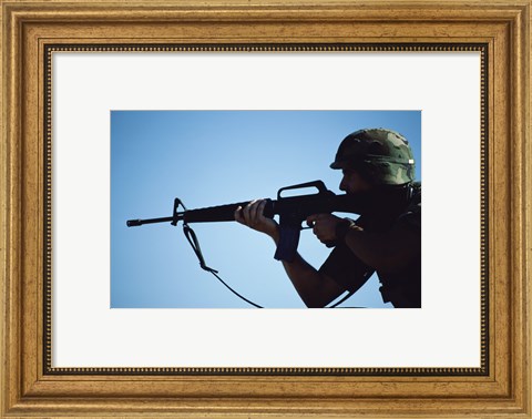 Framed Marksman M-16 Rifle Print