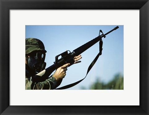 Framed Marksman M-16 Rifle Print
