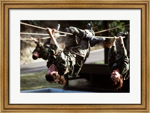 Framed U.S. Air Force Trainees on Obstacle Course photography Print