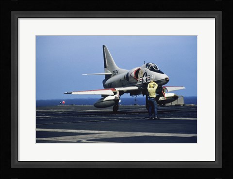 Framed U.S. Navy McDonnell Douglas A-4 Skyhawk Jet Fighter Print
