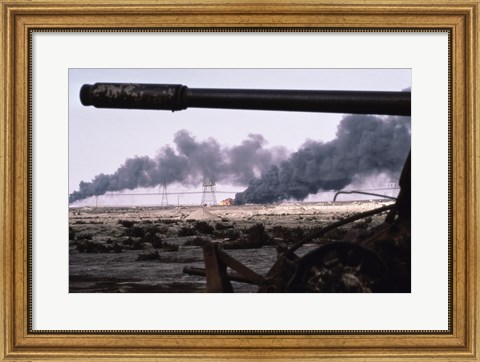 Framed Kuwait: An Oil Field Set  Ablaze Print