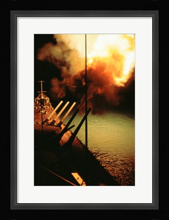 Framed Mark-7 Guns fired from the USS Missouri Print