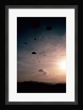 Framed Supplies being dropped from C-141B Starlifters Print