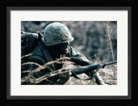 Framed Combat Ready Marine Holds Print
