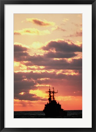 Framed Silhouette of the USS Deyo Print