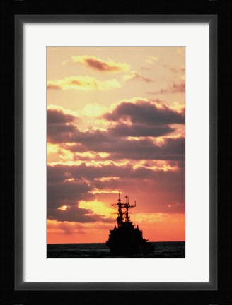 Framed Silhouette of the USS Deyo Print