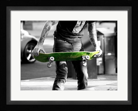 Framed Green Skateboard Print