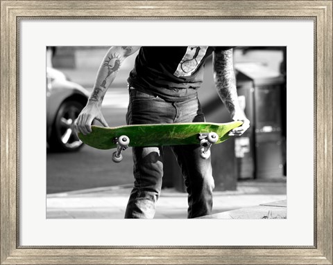 Framed Green Skateboard Print