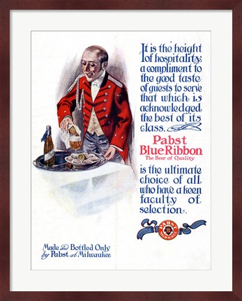 Framed Pabst Blue Ribbon Beer 1911 Print