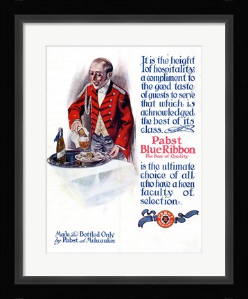 Framed Pabst Blue Ribbon Beer 1911 Print