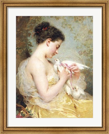 Framed Beauty with Doves Print