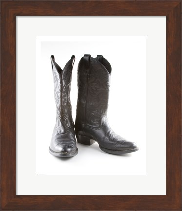 Framed Black Cowboy Boots Print