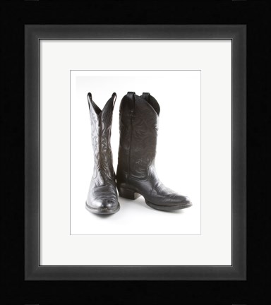 Framed Black Cowboy Boots Print