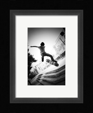 Framed Skateboarding Black And White Print