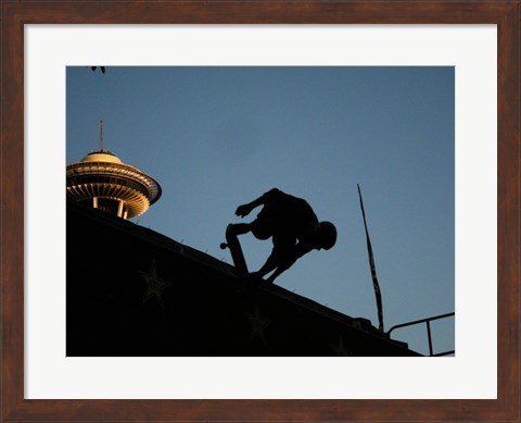 Framed Skateboarder About to Go Down a Halfpipe Print