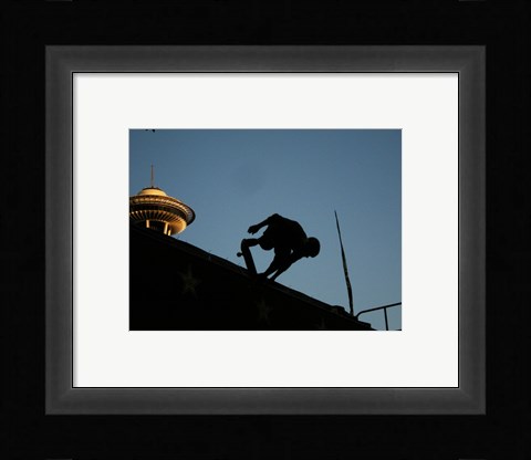 Framed Skateboarder About to Go Down a Halfpipe Print
