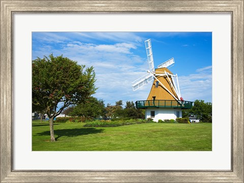 Framed Traditional windmill in a field, City Beach Park, Oak Harbor, Whidbey Island, Island County, Washington State, USA Print