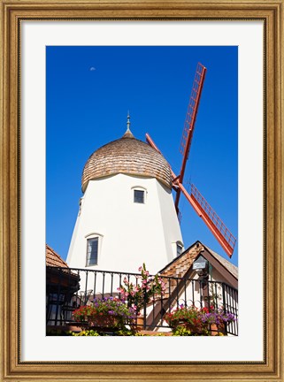 Framed Windmill on Alisal Road, Solvang, Santa Barbara County, Central California up close Print