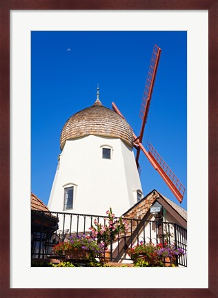 Framed Windmill on Alisal Road, Solvang, Santa Barbara County, Central California up close Print