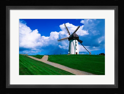 Framed Traditional windmill in a field, Skerries Mills Museum, Skerries, County Dublin, Ireland Print