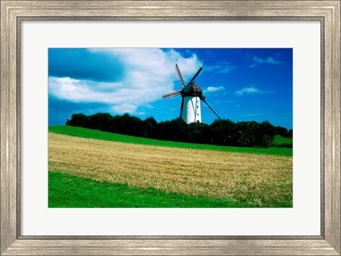 Framed Traditional windmill in a field, Skerries Mills Museum, Skerries Print