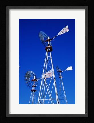 Framed Low angle windmill at American Wind Power Center, Lubbock, Texas, USA Print