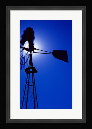 Framed Silhouette of a windmill, American Wind Power Center, Lubbock, Texas, USA Print