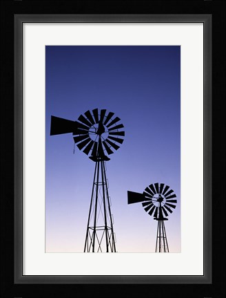 Framed Silhouette of windmills, American Wind Power Center, Lubbock, Texas, USA Print