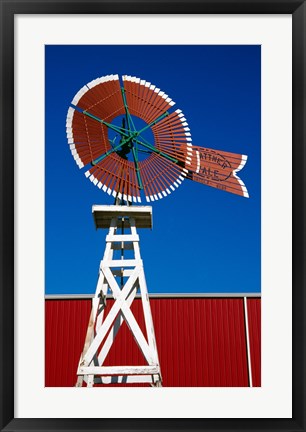 Framed Red Windmill in Texas Print