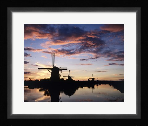 Framed Windmills Kinderdijk Netherlands Print