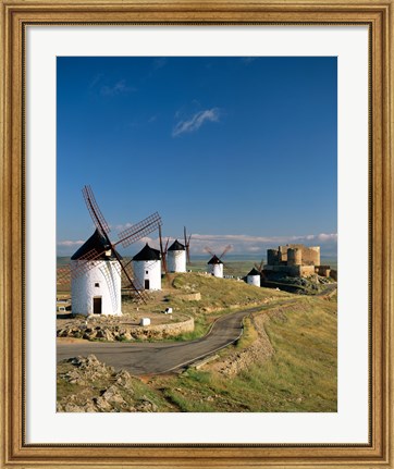 Framed Windmills, La Mancha, Consuegra, Castilla-La Mancha, Spain By Field Print