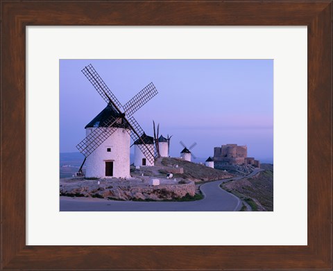 Framed Windmills, La Mancha, Consuegra, Castilla-La Mancha, Spain In Blue Light Print
