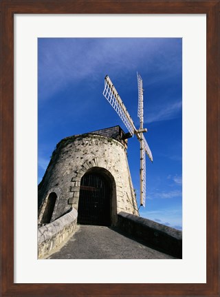 Framed Windmill at the Whim Plantation Museum, Frederiksted, St. Croix Closeup Print