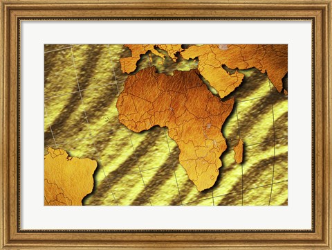 Framed Close-up of a map of Africa Print